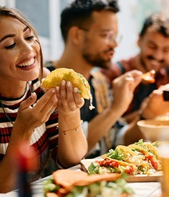 People enjoying a meal